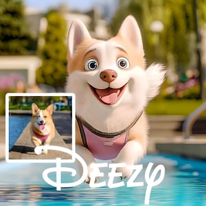 Custom Pet Cartoon Portrait | Disney Pixar Style Pet Drawing | Customized 3D Cartoon Dog Illustrations