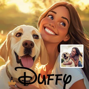 Portrait personnalisé de style Disney | Dessin Pixar d'animaux de compagnie, de couples et de familles | Illustrations de dessins animés 3D personnalisés