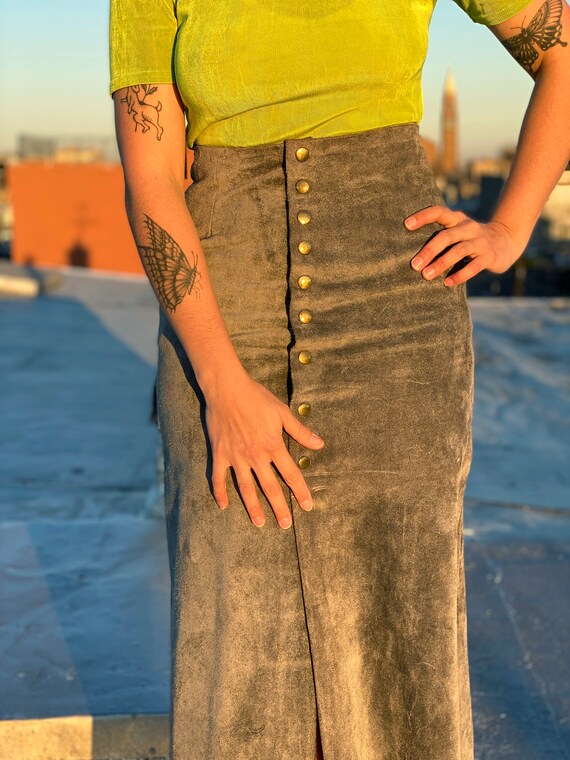 AS IS vintage 70s taupe A-line skirt | full gray s