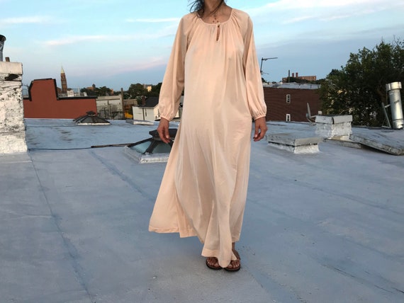 vintage 70s blush pink maxi slip dress / lingerie