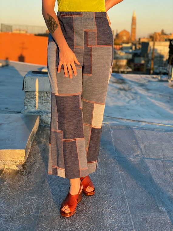 vintage 70s patchwork print unisex trousers | boho