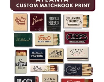 Custom Atlanta Matchbook Art Print | Restaurant & Bar Theme (Digital Download)