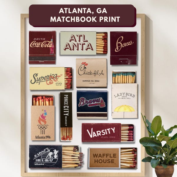 Atlanta Matchbook Art Print: Vintage Restaurant & Bar Design (Digital Download)
