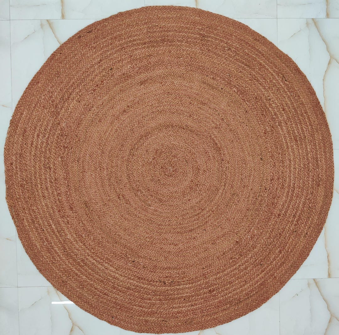 Handmade Round Rust or Green Braided Jute Rug—natural Farmhouse Area ...