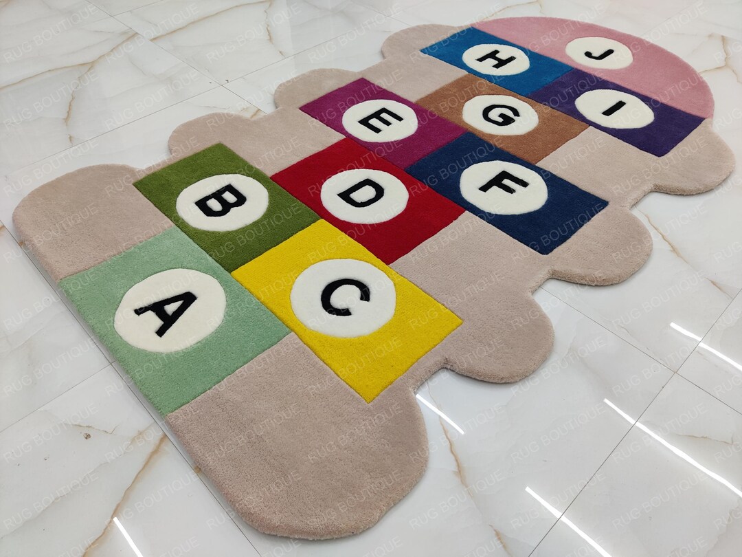 Hand-tufted Wool Alphabet Hopscotch Rug: Playroom Nursery Decor - Etsy
