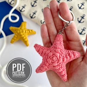 Starfish crochet keychain Amigurumi pattern PDF Plush keychain Tutorials crochet pattern bag charm Сrochet car hanging