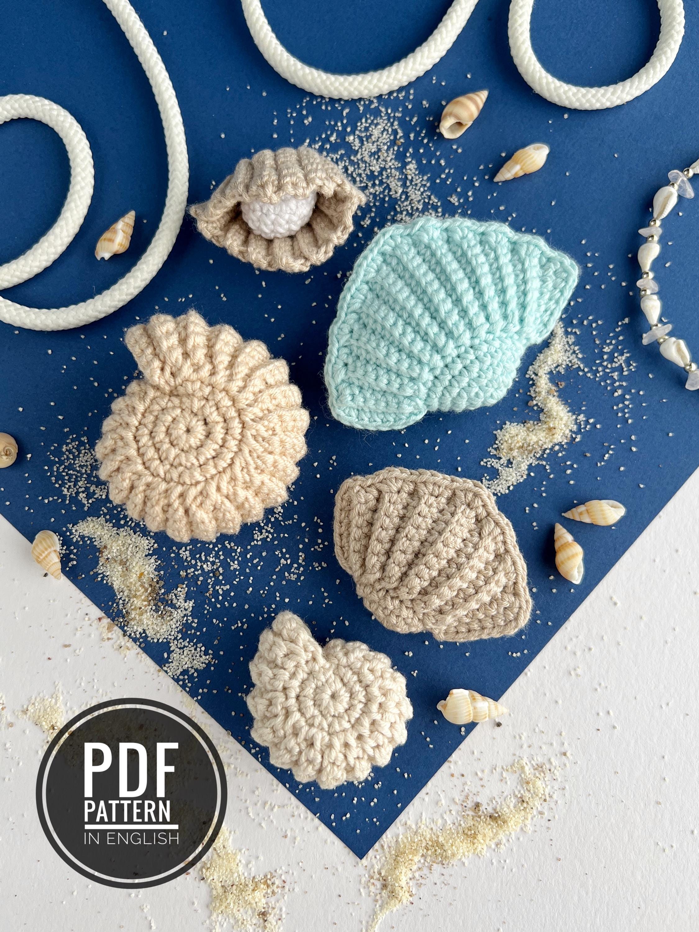 Shell Keychians Seashell Crochet Pattern Bundle, 5 Amigurumi Shell Keychains and Bag ...