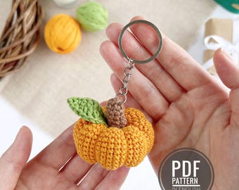Crochet pumpkin pattern Halloween keychain Amigurumi pattern Crochet Halloween pumpkins plush ornament Crochet keychain charms Car hanger