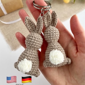Crochet bunny pattern Amigurumi bunny keychain plush Crochet rabbit plush keychain Car hanger