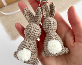 Crochet bunny pattern Amigurumi bunny keychain plush Crochet rabbit plush keychain Car hanger