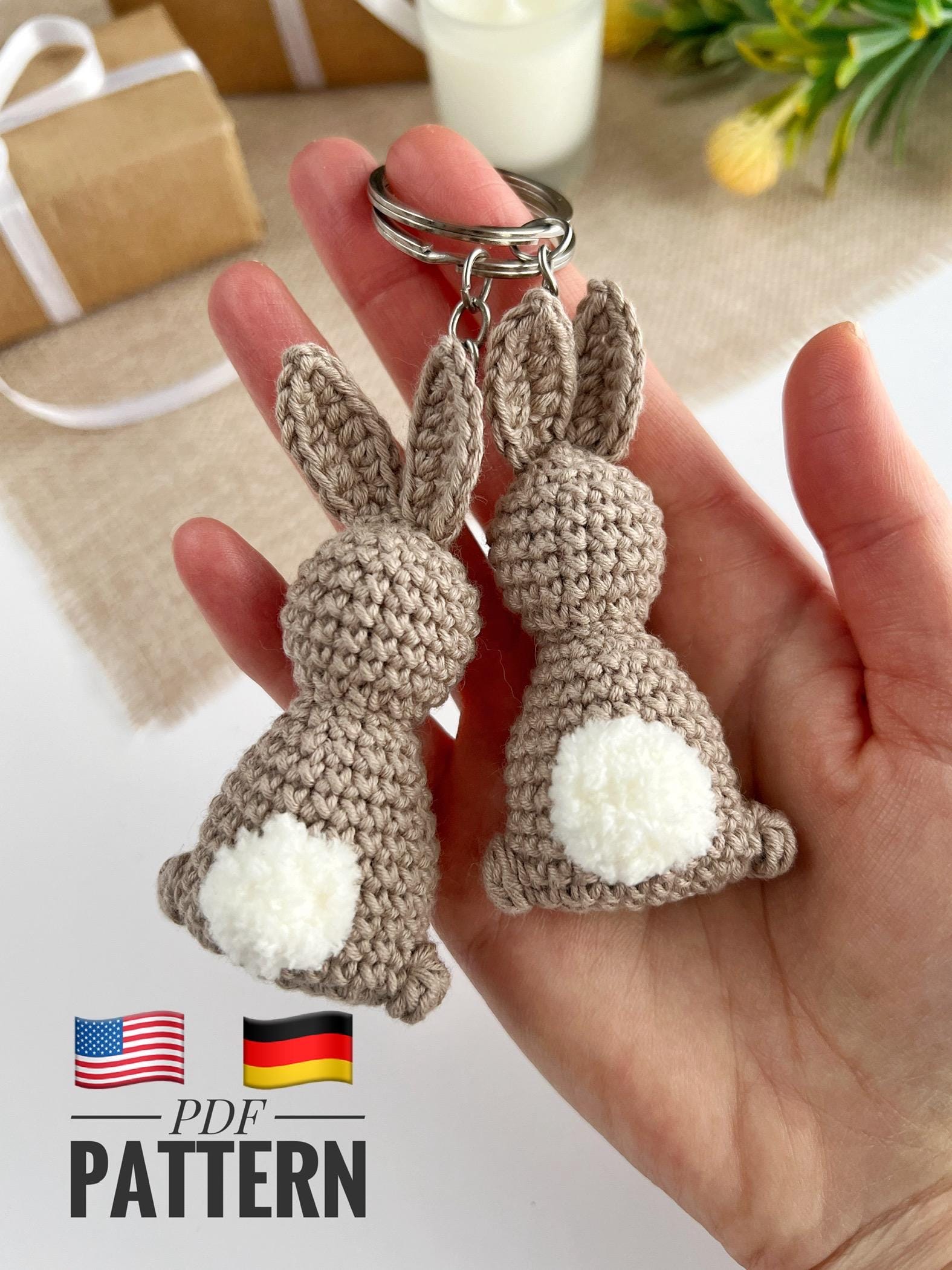 Crochet Bunny Pattern Amigurumi Bunny Keychain Plush Crochet