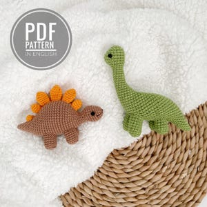 Dinosaur crochet pattern bundle, Amigurumi dino plush PDF, Brontosaurus and Stegosaurus toy, Crochet animal pattern (English)