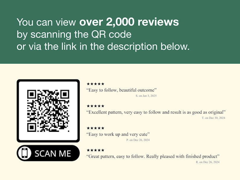K&ouml;nnte beinhalten: Ein Bild mit einem QR-Code und dem Text "SCAN ME". Der Text &uuml;ber dem QR-Code lautet: "Sie k&ouml;nnen &uuml;ber 2.000 Bewertungen einsehen, indem Sie den QR-Code scannen oder &uuml;ber den Link in der Beschreibung unten."
