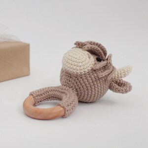 Amigurumi pattern for baby teether toy Highland cow.
