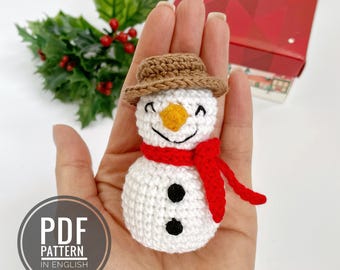 Crochet snowman pattern Christmas ornament Amigurumi snowman decoration (PDF Download)