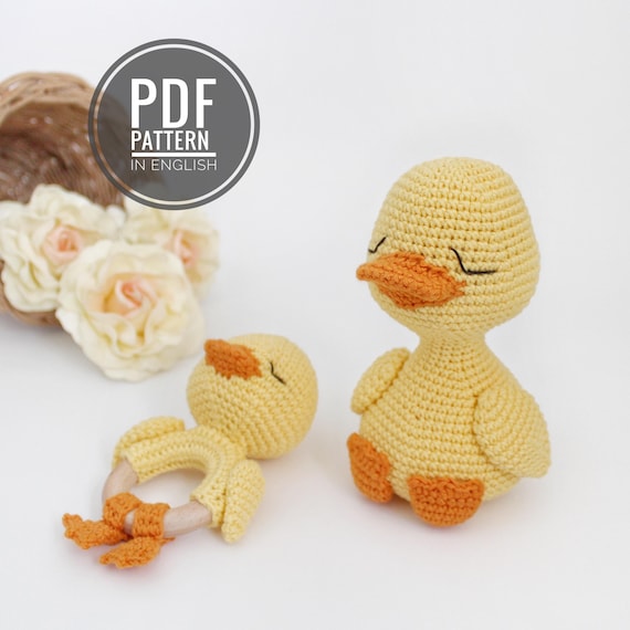 Crochet duck pattern Baby rattle & toy Amigurumi duck plush Crochet rattle (PDF Pattern)