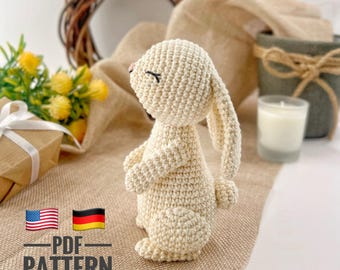 Patroon gehaakt konijntje Gehaakt pluche konijn patroon Gevuld konijn pluche amigurumipatroon Haakpatroon tutorial PDF