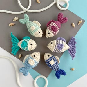 12 i 1 virkmönster för hav, Amigurumi-nyckelring och väskberlock i PDF-format, sköldpadda, maneter, sjöstjärna, snäckskal, sjöhäst, fisk, virkning med havsliv bild 7