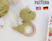Crochet dinosaur pattern Baby rattle Amigurumi dinosaur plush pattern Teether toys Plush dino crochet pattern