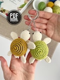 No sew Crochet turtle pattern Amigurumi keychain plush charm Crochet sea animals Kawaii keychain