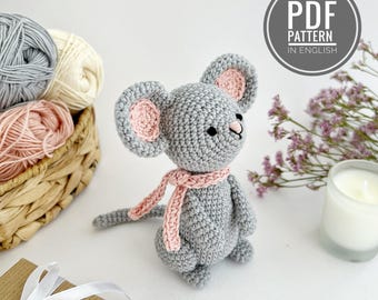 Mouse crochet pattern, Amigurumi mouse plush toy PDF, Cute crochet mouse, Small animal pattern, Digital Download English
