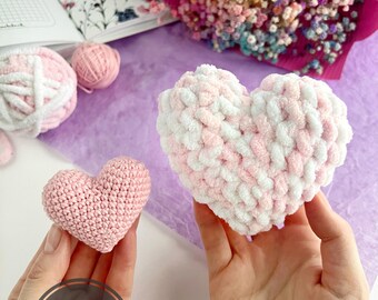 Coração de crochê de pelúcia para o Dia dos Namorados, padrão Amigurumi, chaveiro de coração de pelúcia, enfeite de crochê para carro.