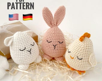 Easter eggs crochet patterns Plush bunny rabbit Crochet chicken Easter decorations Crochet sheep amigurumi pattern