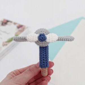 Crochet airplane pattern baby rattle Amigurumi pattern Airplane plush teething toys Crochet teether amigurumi rattle image 5
