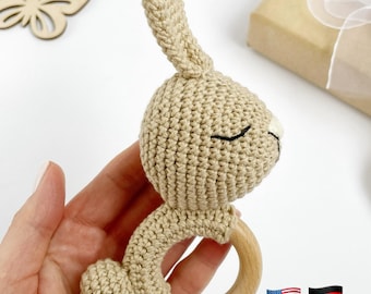 Crochet bunny pattern baby rattle Amigurumi pattern Crochet rabbit plush pattern Easter bunny