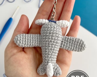 Crochet keychain airplane Amigurumi pattern Airplane plush keychain charm Crochet plush pattern