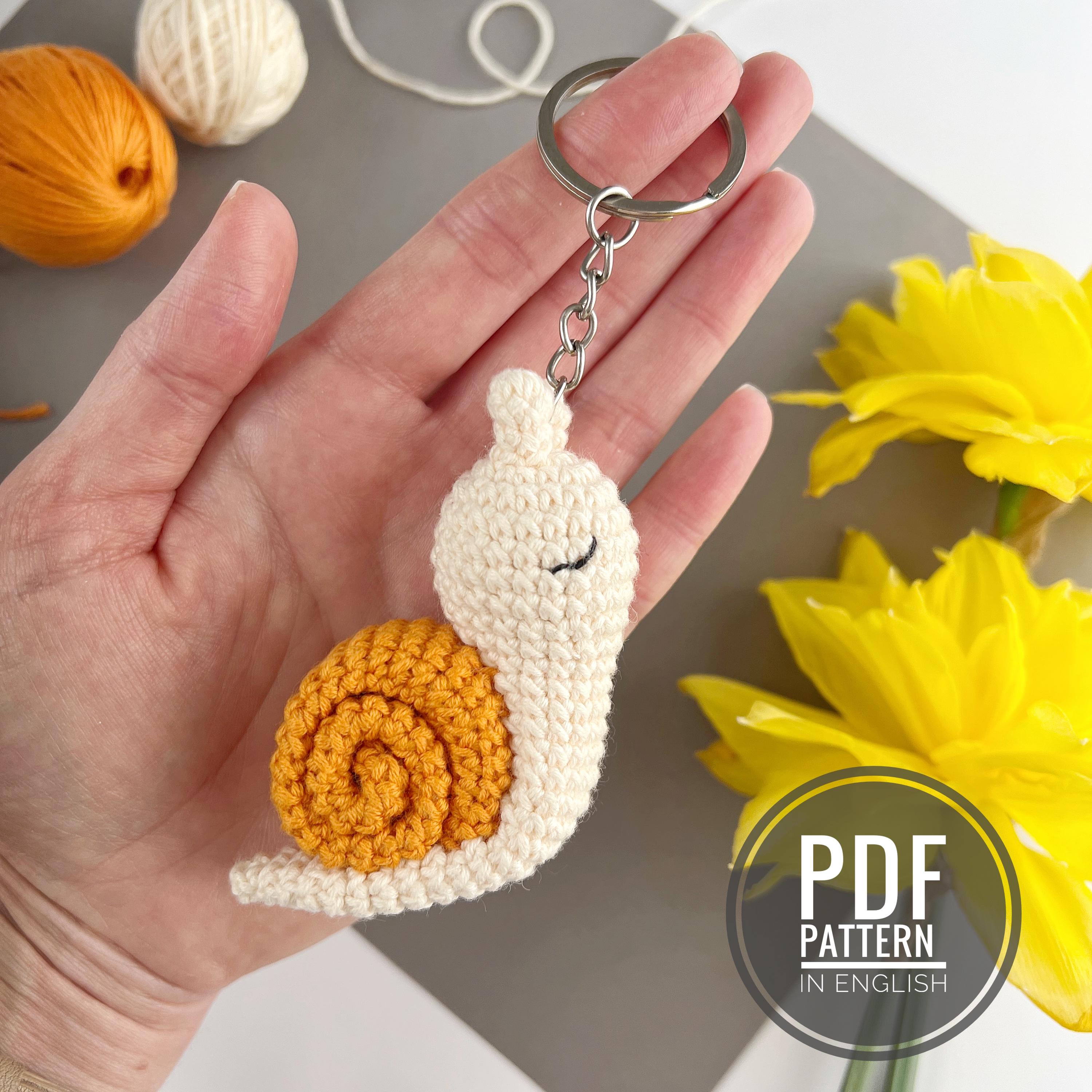 Snail Crochet Keychain Amigurumi Pattern PDF Snail Plush Keychain