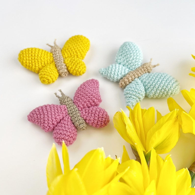 Colorful amigurumi butterflies crochet pattern PDF