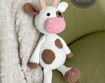 Cow crochet pattern, Amigurumi cow plush toy, Farm animal crochet pattern PDF, Stuffed cow toy, Digital Download English