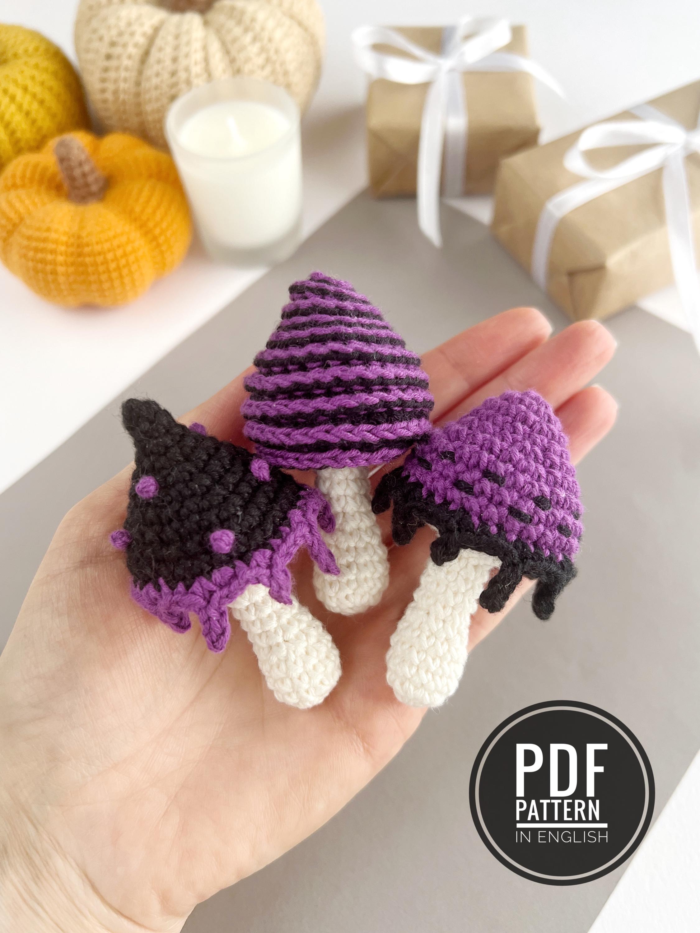 Halloween Mushrooms No Sew Crochet Pattern Set of 3, Amigurumi