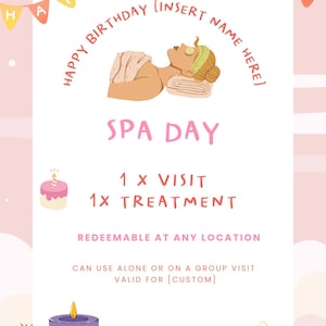 Carte/chèque-cadeau personnalisable pour une journée au spa