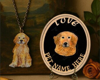 Custom Necklace Pet Portrait Handmade Polymer Clay pet Pendant  Gold/Silver Chain Personalized Pet Memorial jewelry Christmas Gift