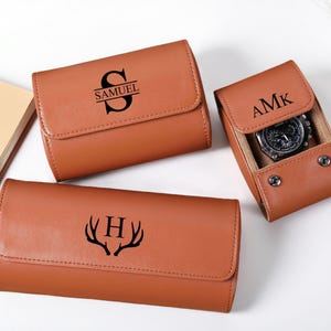 Personalized Watch Box, Engraved Leather Watch Case, Wedding Groomsmen Gift, Travel Watch Case, Custom Watch Box, Gift for Him, Father Gift