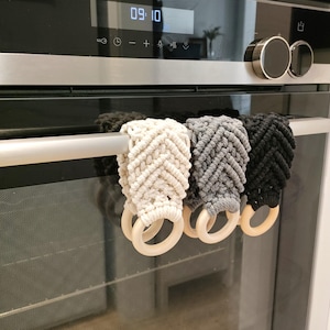 Macrame kitchen towel holder