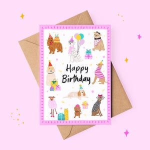 Tarjeta de cumpleaños "Locos por los perros" / Tarjeta de cumpleaños para amantes de los perros, linda y divertida ilustración de perro, tarjeta de felicitación A6 de The Mundane
