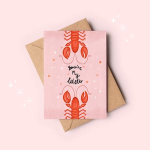 Tarjeta de felicitación con ilustración "Eres mi langosta" / Tarjeta A6 divertida y linda con juego de palabras - Tarjeta de cumpleaños