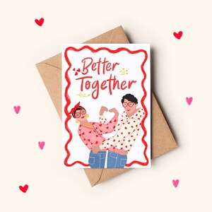 Better Together Lovers illustration Valentine Greeting card