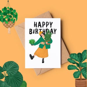 Crazy Plant Mum Birthday Card / Geburtstagskarte Handgezeichnete Illustration Botanische Illustration für Pflanzenliebhaber & Gärtner