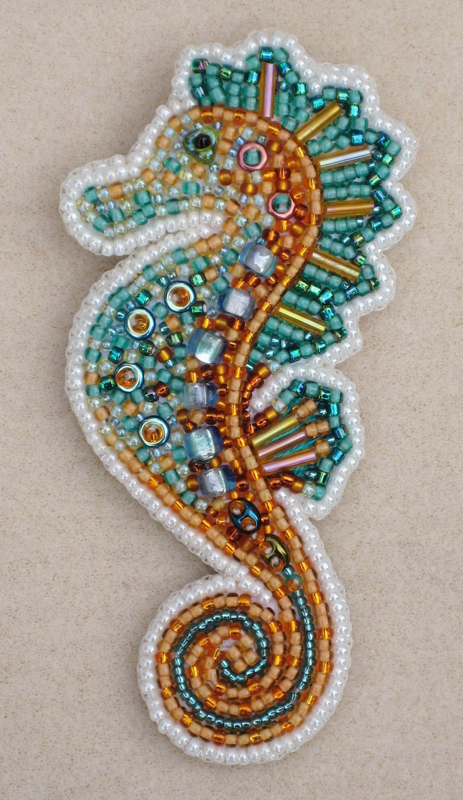 Bead Embroidered Seahorse Brooch Kit Etsy