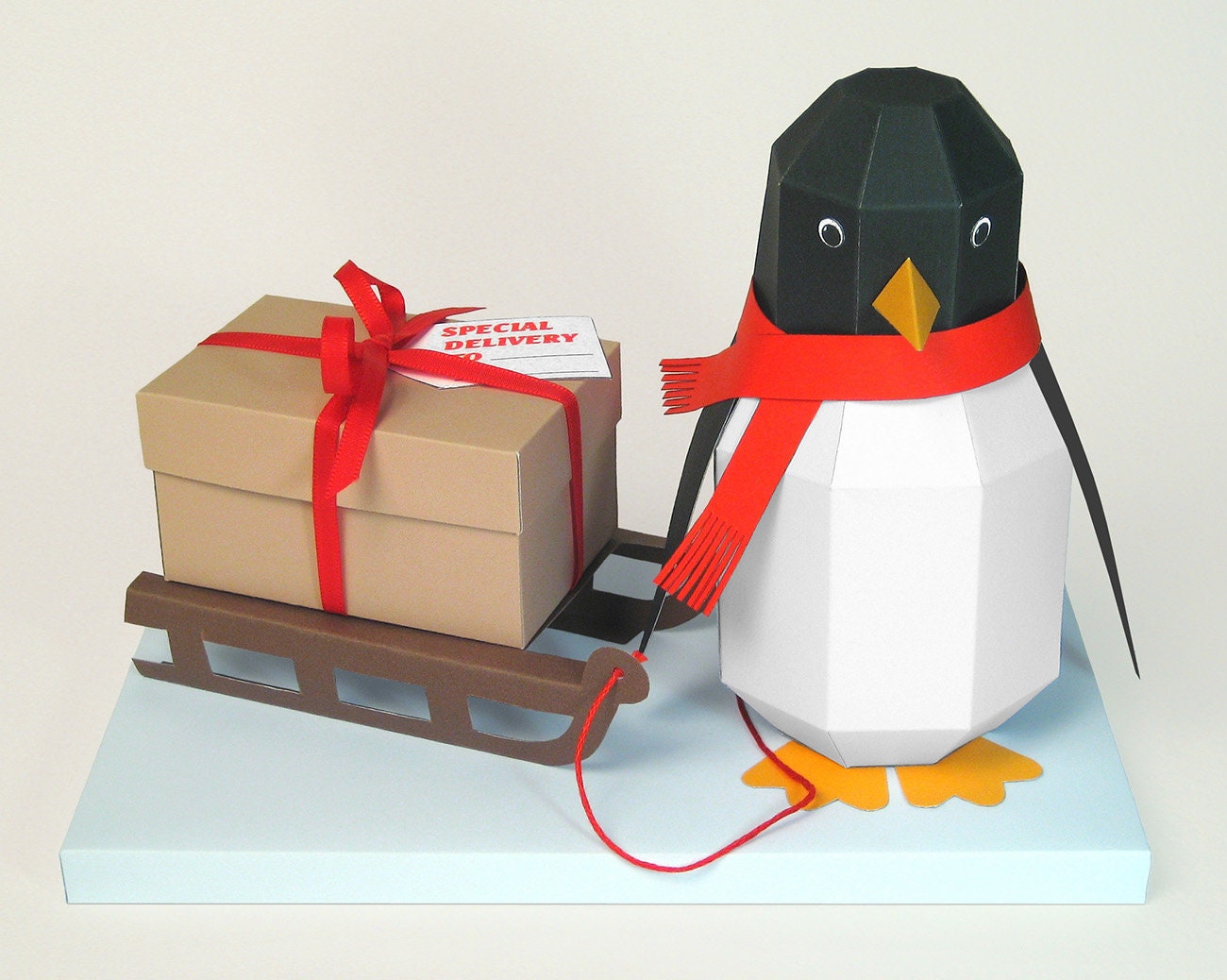 A4 Cardmaking Instant Download by Card Carousel PDF Template Pogo 3D Penguin & Display Box Great alternative to a traditional card!