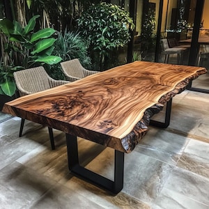 Handmade Solid Walnut Dining Table: Rustic Farmhouse Kitchen Decor