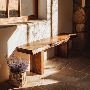 Minimalist Wooden Bench – Scandinavian Style Entryway Bench – Natural Oak or Walnut Finish – Handmade Modern Furniture