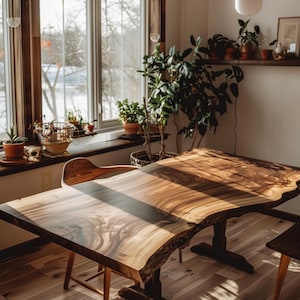 Handmade Solid Walnut Dining Table: Modern Farmhouse Kitchen Furniture