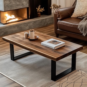 Live Edge Walnut Coffee Table Handmade Farmhouse Solid Wood Table