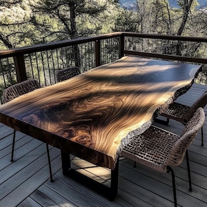 Handmade Solid Walnut Dining Table: Rustic Farmhouse Kitchen Furniture