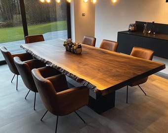 Walnut Farmhouse Dining Table – Handmade Solid Wood Table – Rustic Kitchen Furniture – Custom Dining Room Decor